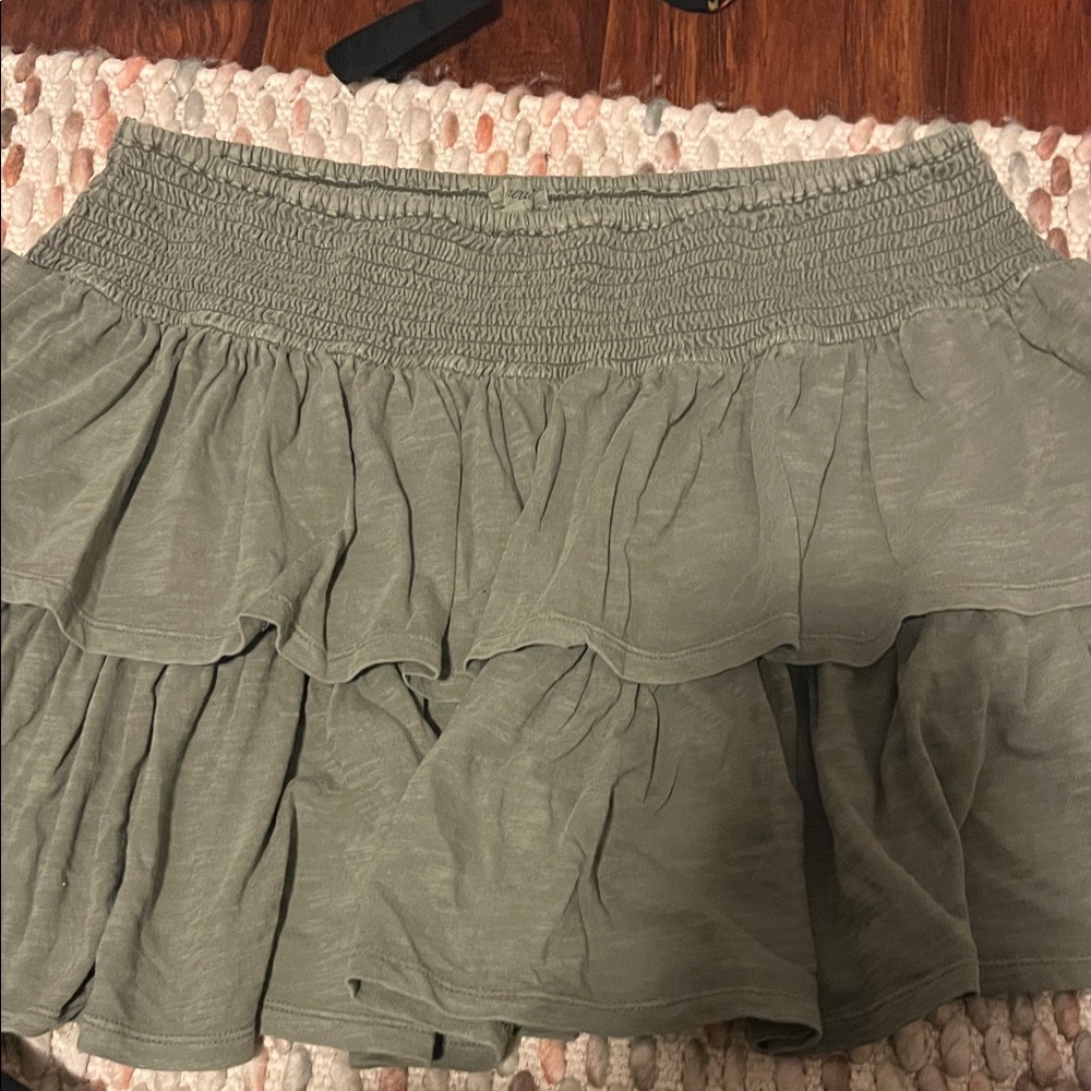 Aerie Sage Green Tiered Mini Skirt